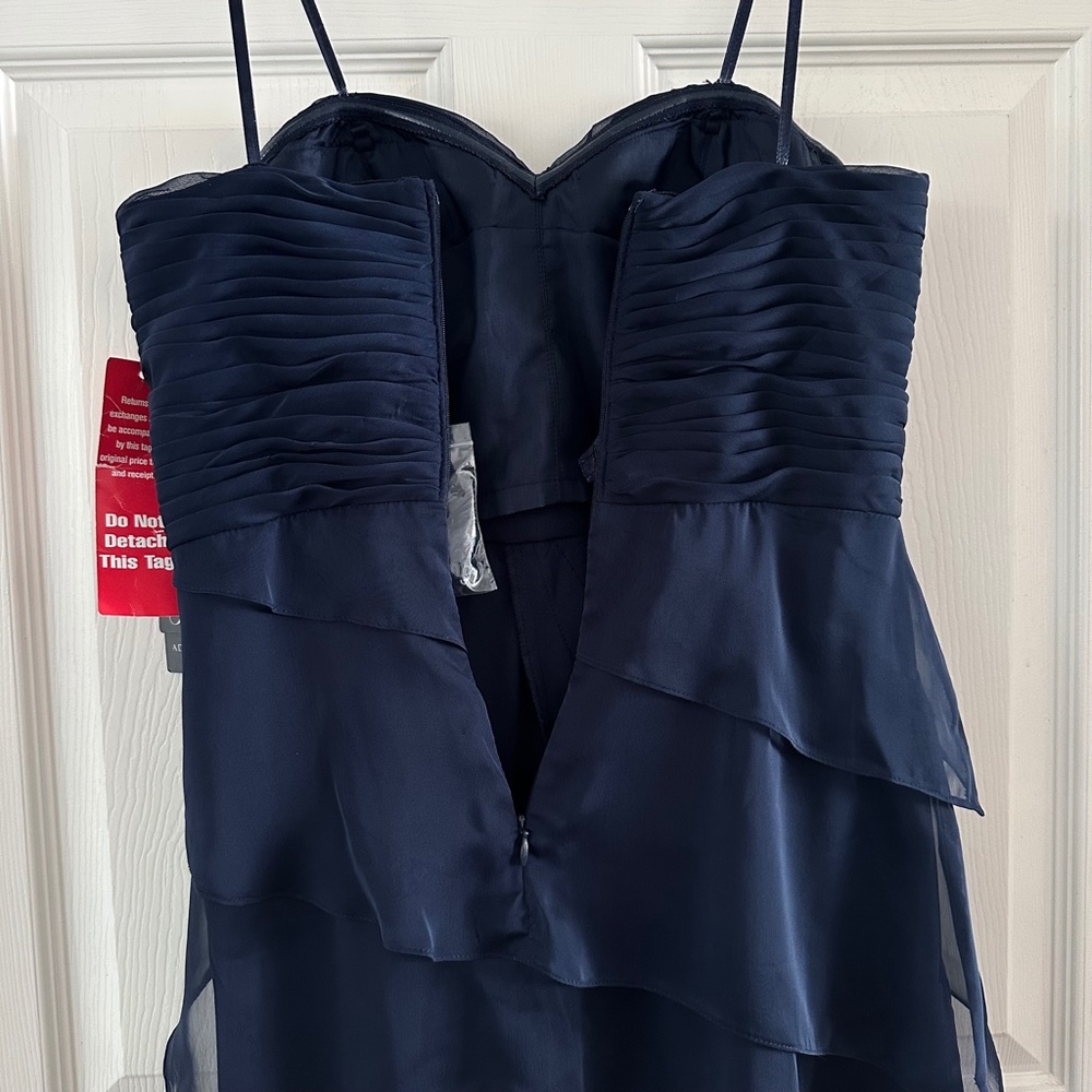 Adrianna Papell Strapless Draped Flutter Cocktail Dress Navy Blue Size 8 - Picture 6 of 11